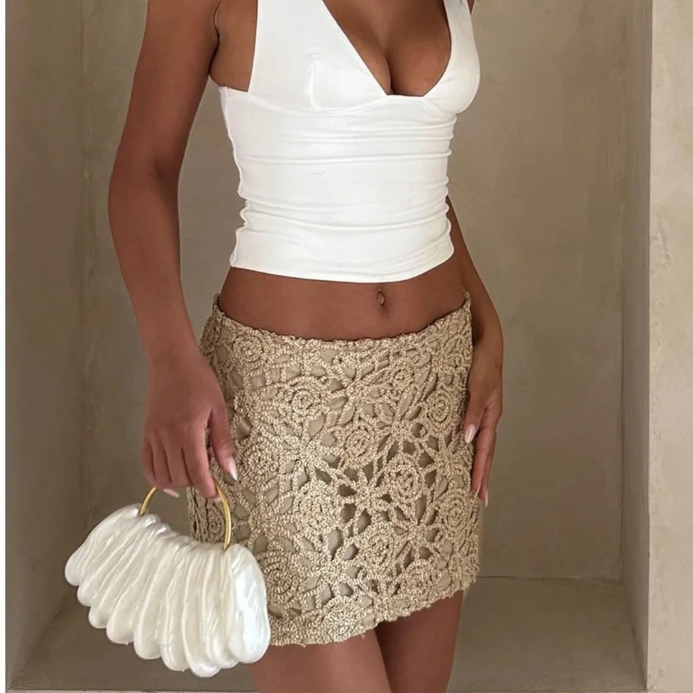 NWT White Fox Do What I'm Told Mini Skirt Gold Size Small - Picture 1 of 4